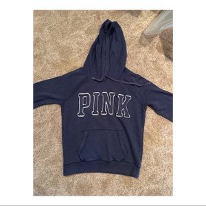 PINK Navy Blue Logo Hoodie